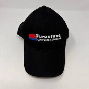 Firestone Strapback Hat Black Baseball Cap Hook And Loop Adjustable Motorhead‎